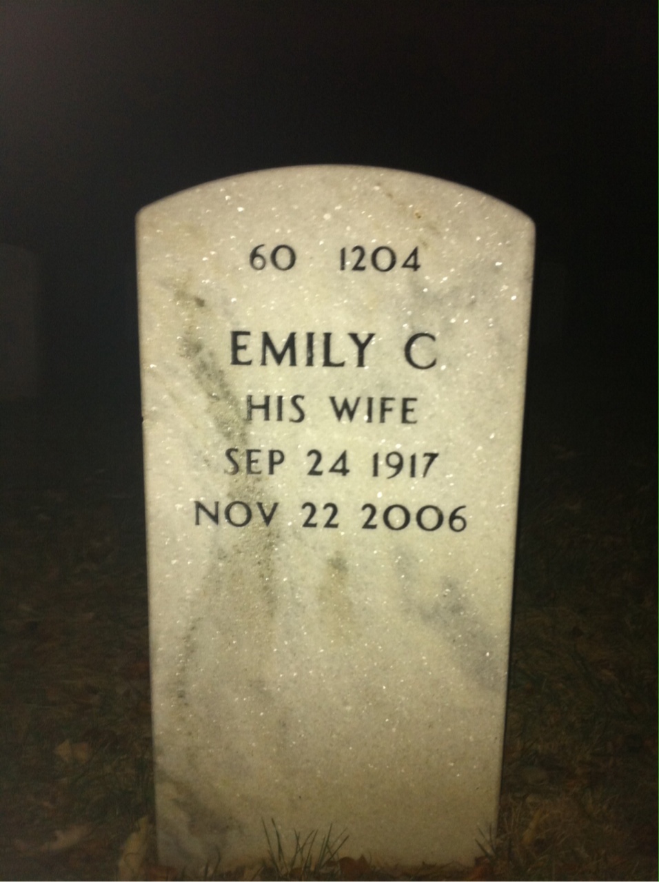 Back of headstone — Marshall Case