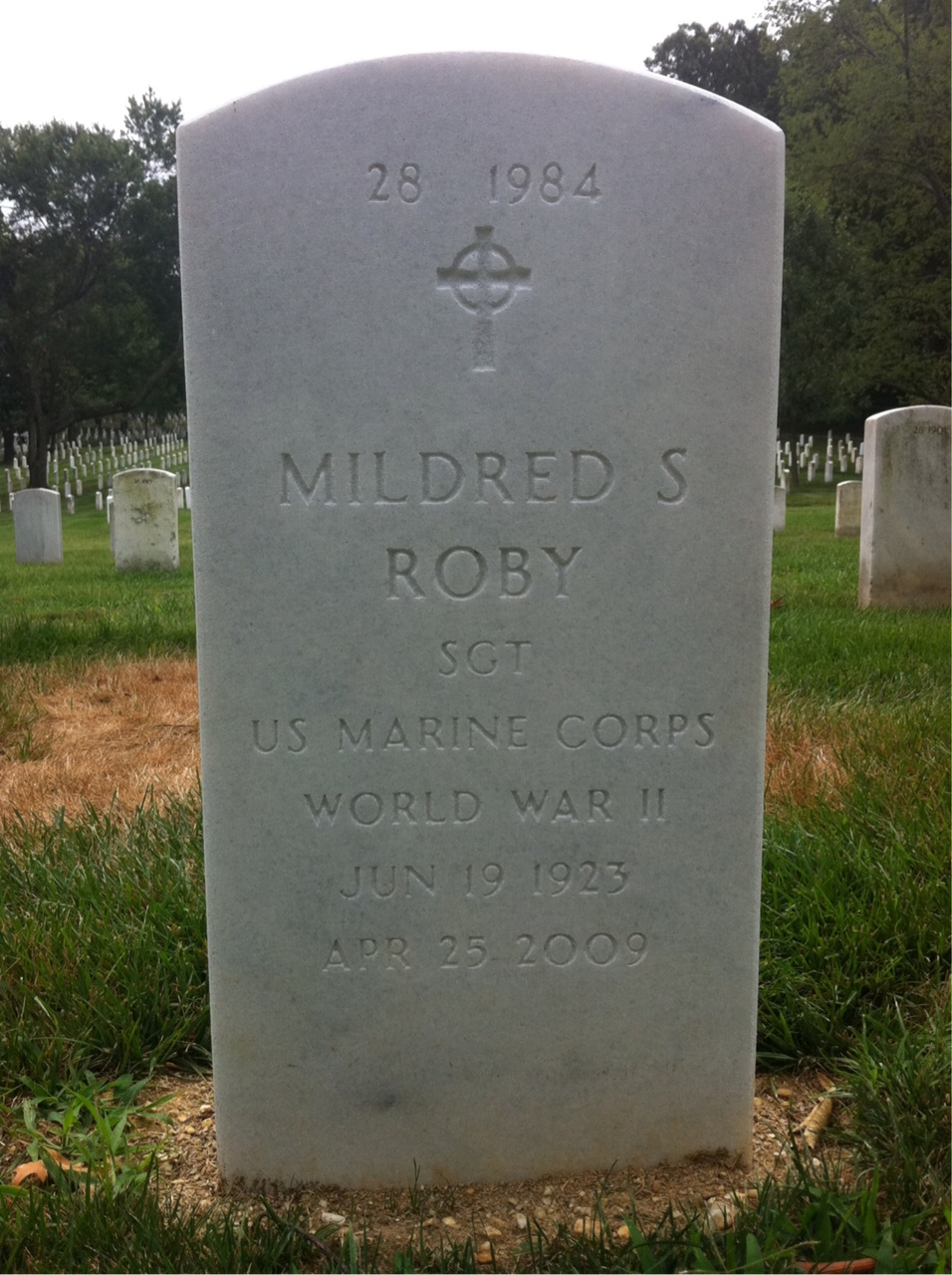 Back of headstone — James Roby