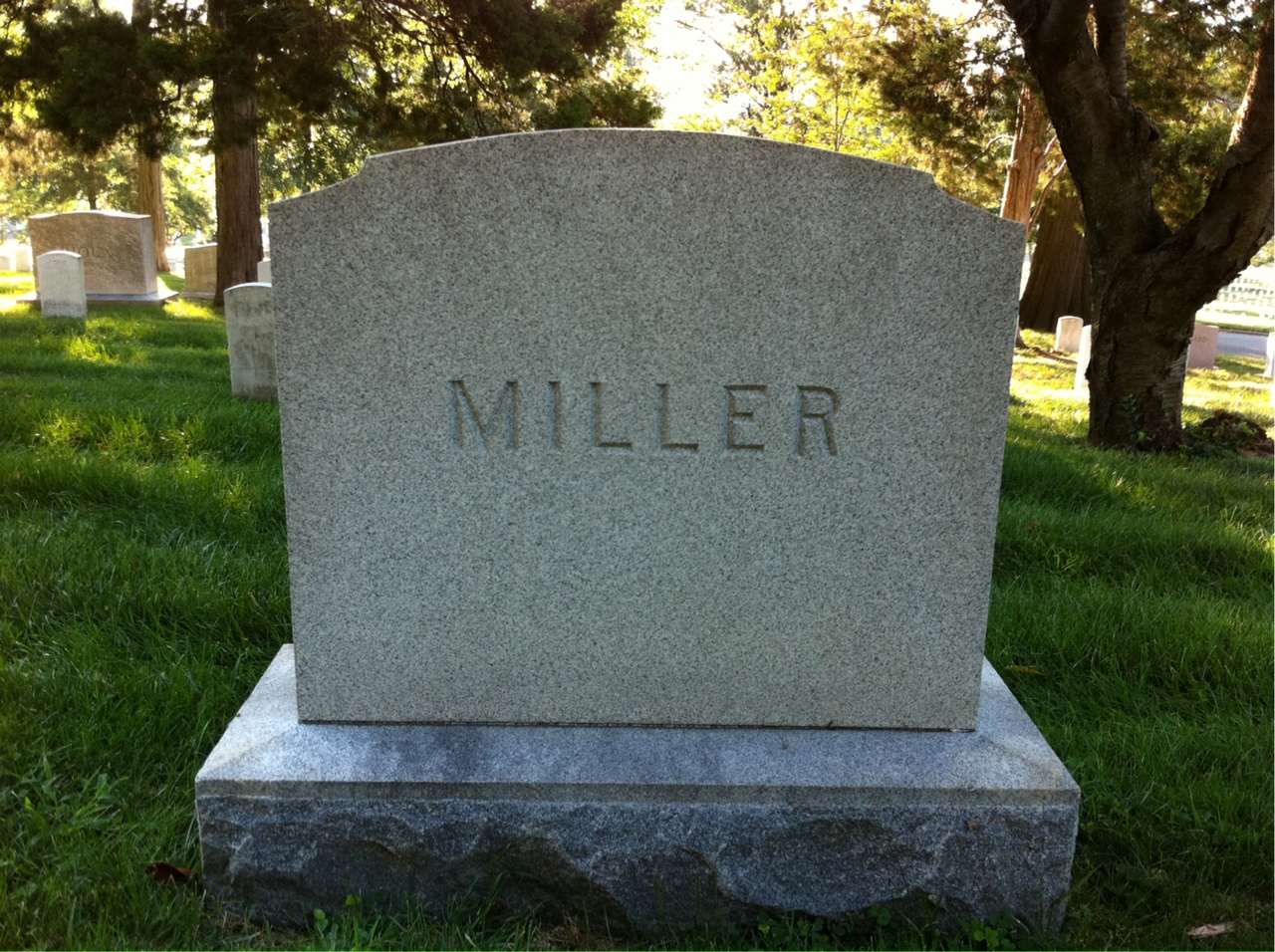 Back of headstone — Stanley Miller