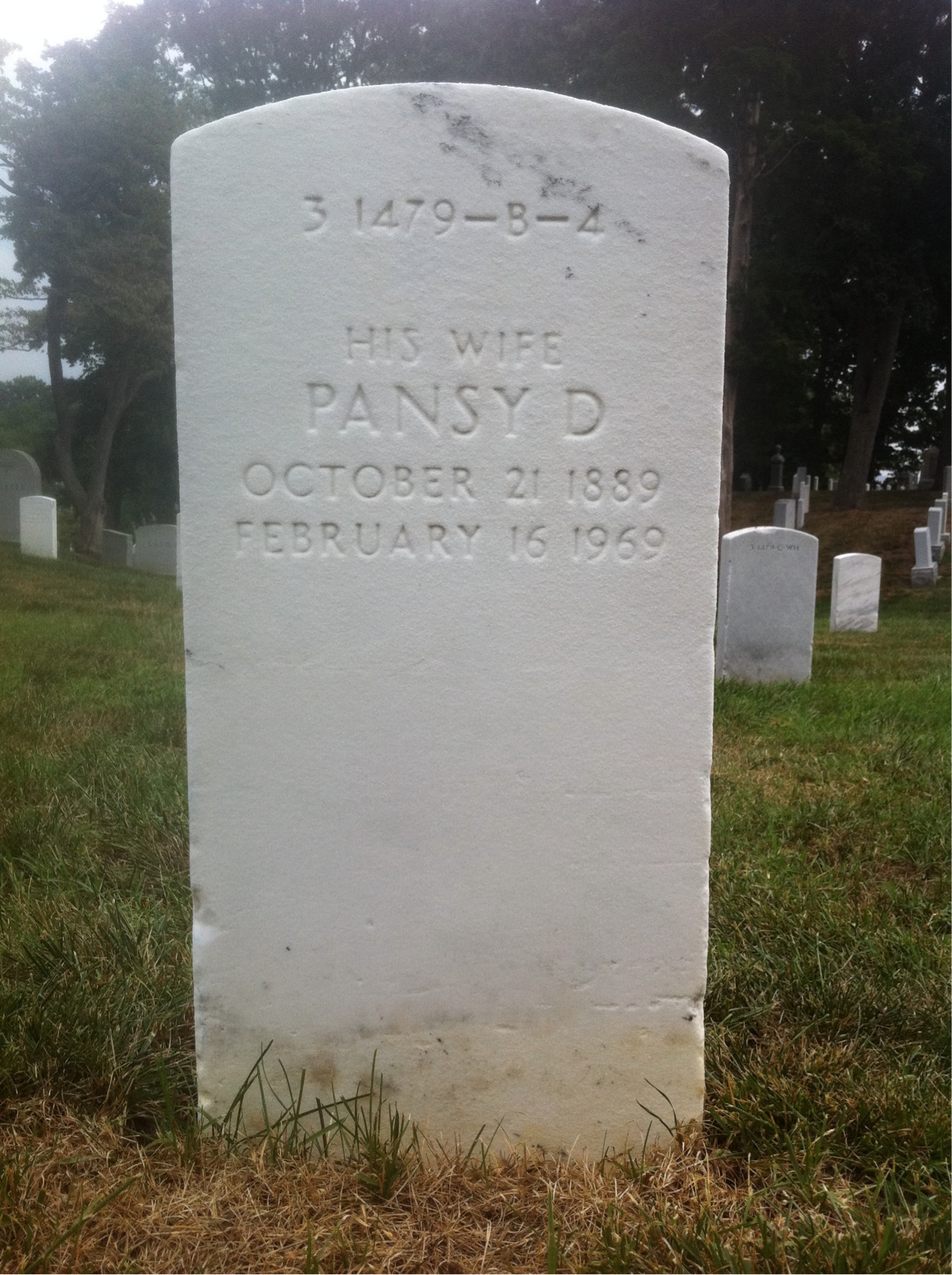 Back of headstone — Howard Arnold