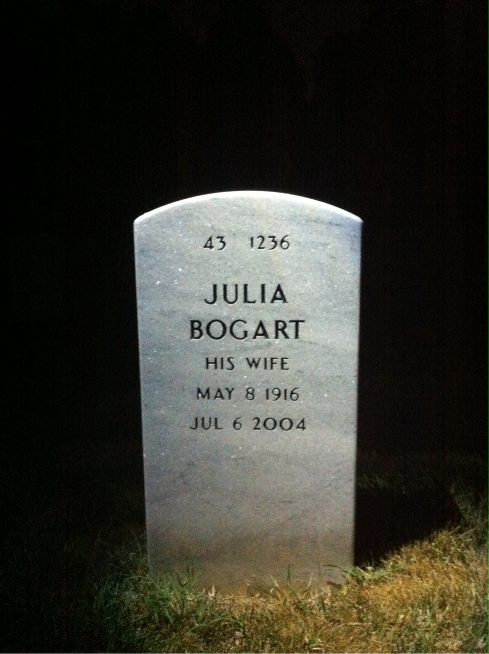 Back of headstone — Orville Tiger