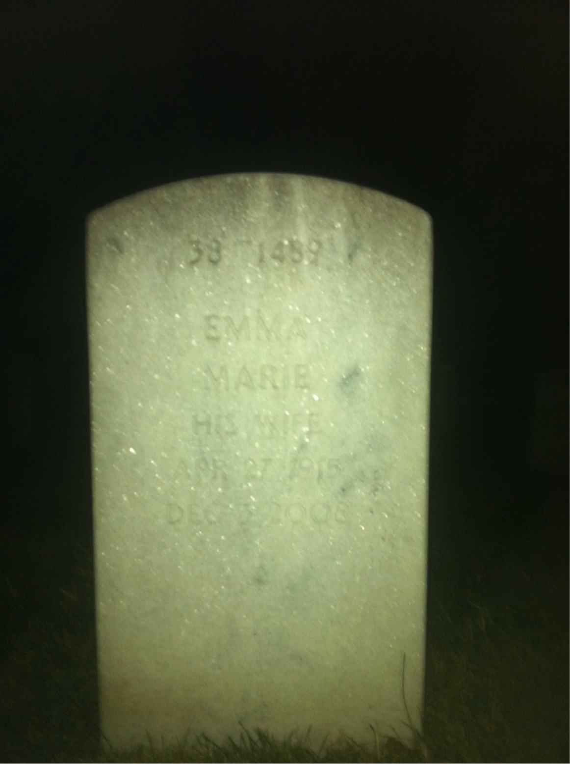 Back of headstone — Hubert Sale