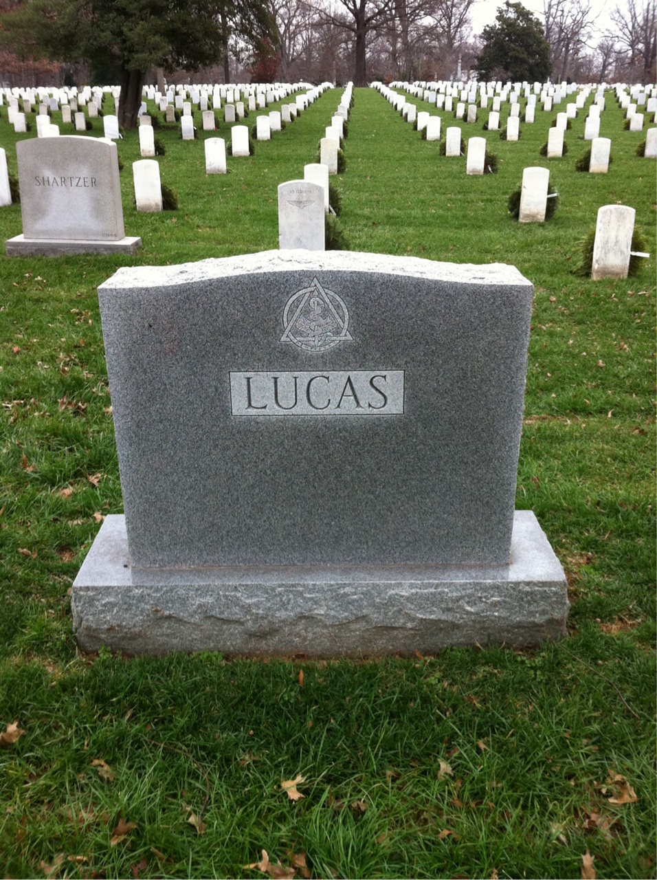 Back of headstone — Lester Lucas