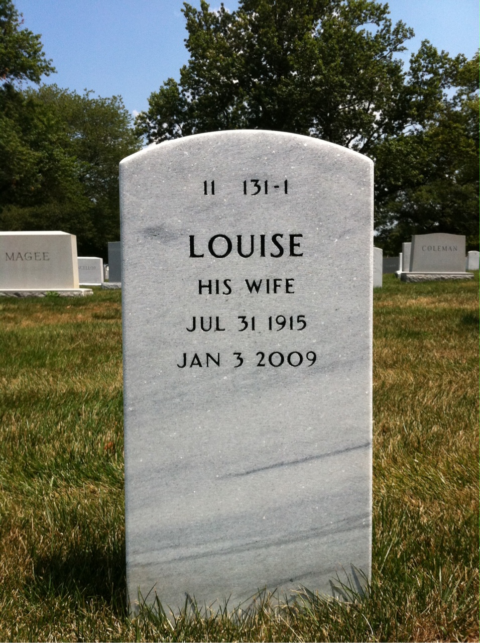 Back of headstone — John Duffey
