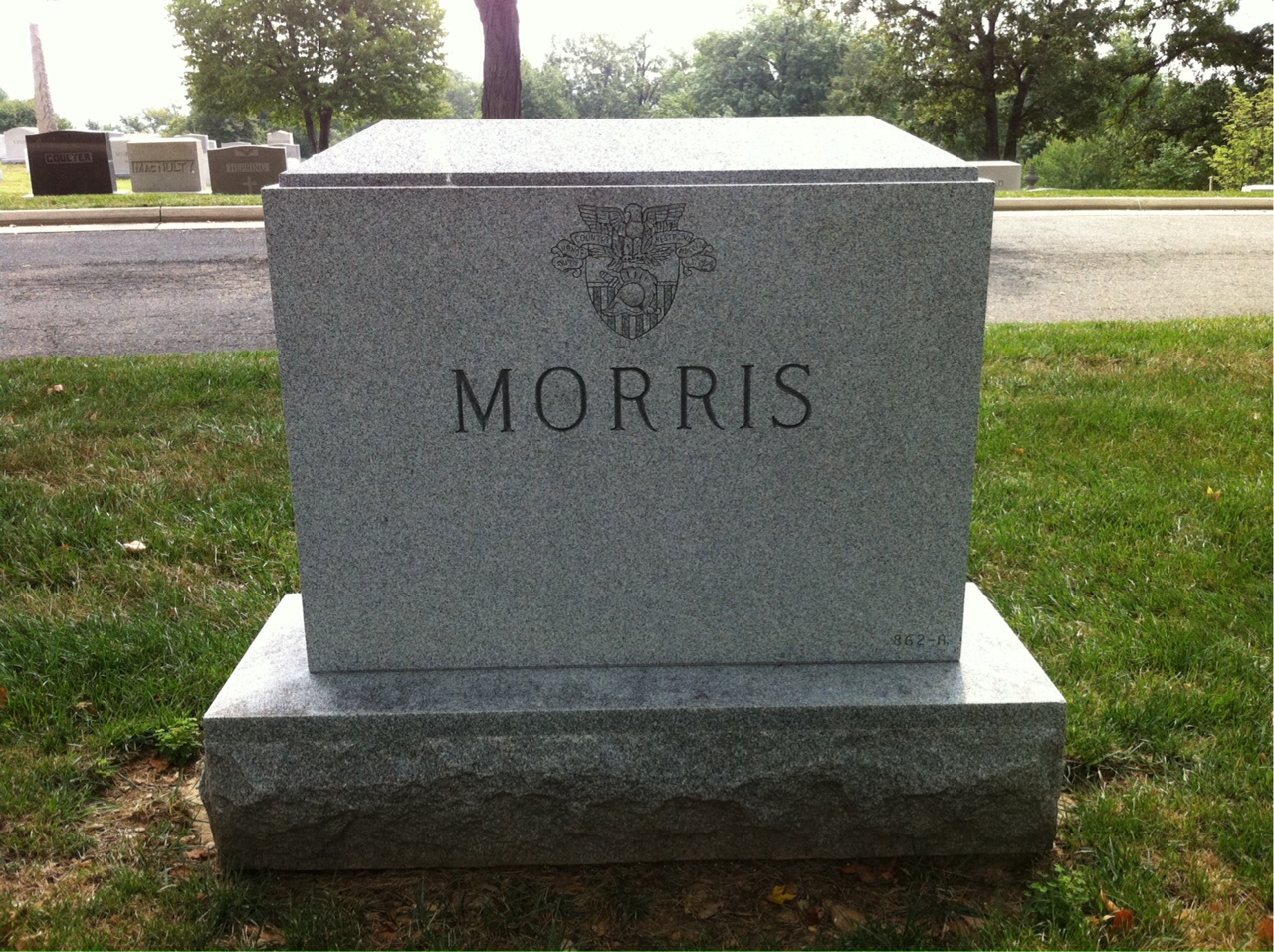 Back of headstone — I Morris