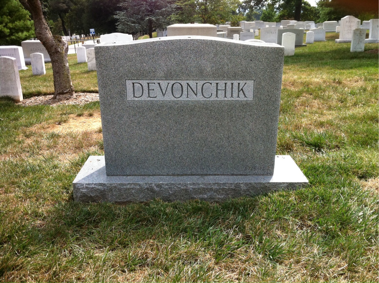 Back of headstone — Joseph Devonchik