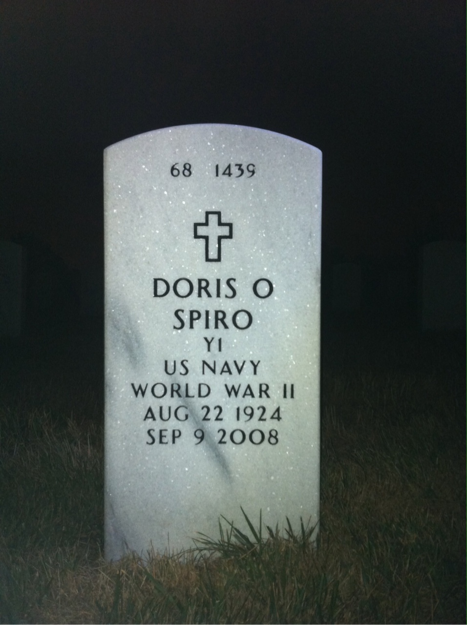 Back of headstone — Doris Spiro