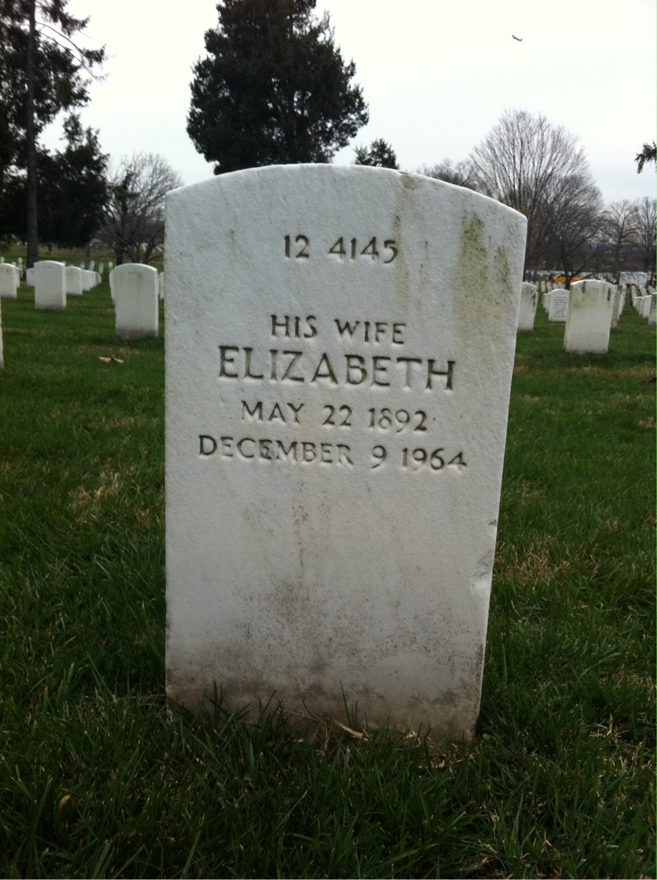 Back of headstone — Thomas W Elliott