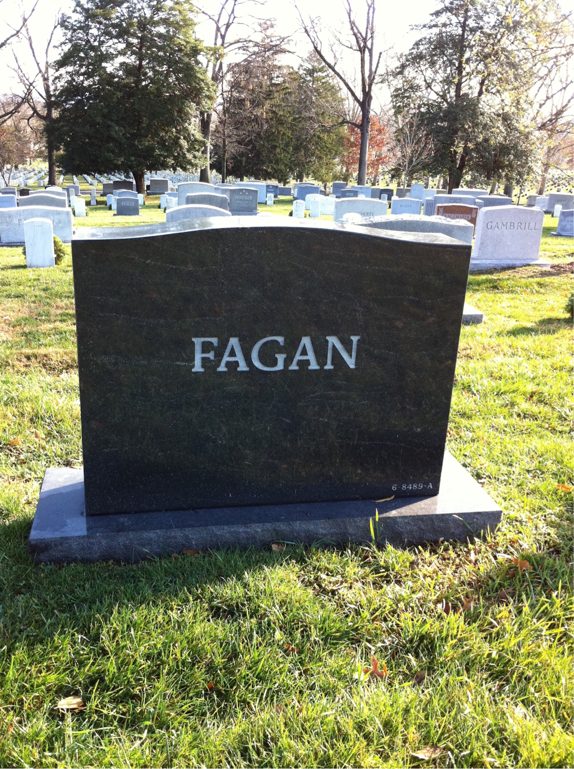 Back of headstone — John Fagan