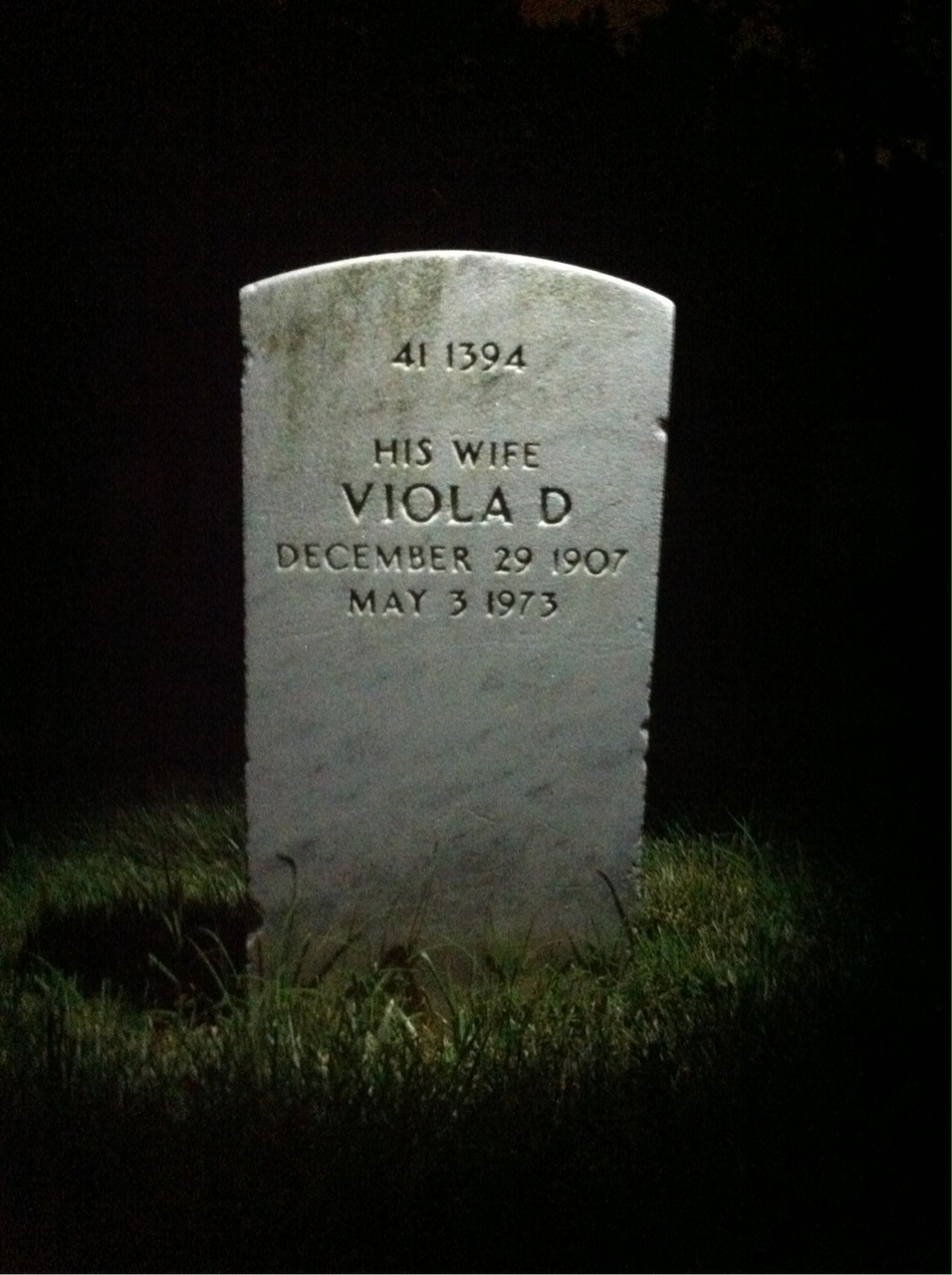 Back of headstone — Viola Miller