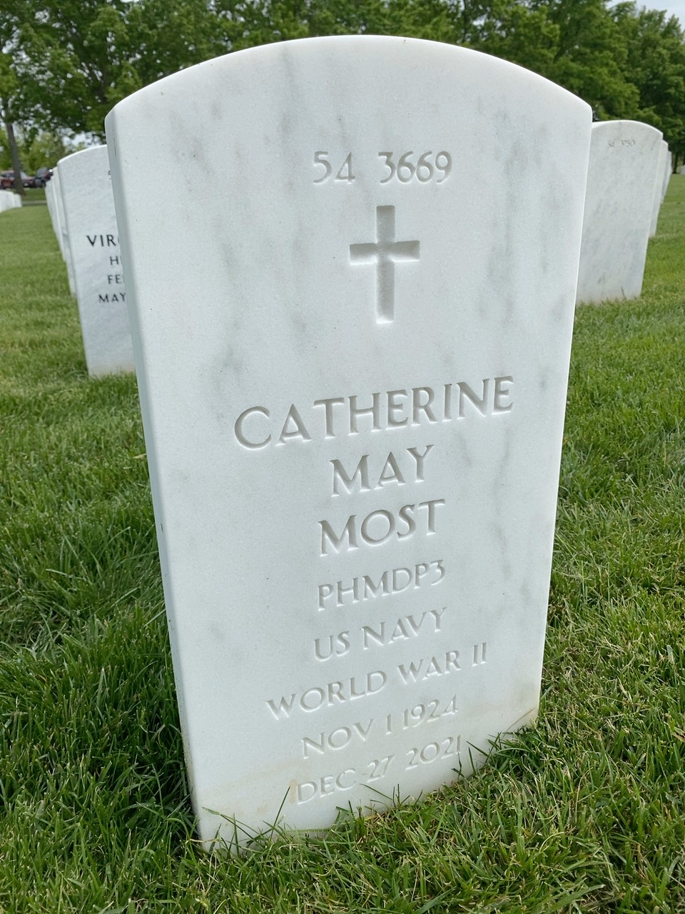 Back of headstone — Elmer Most