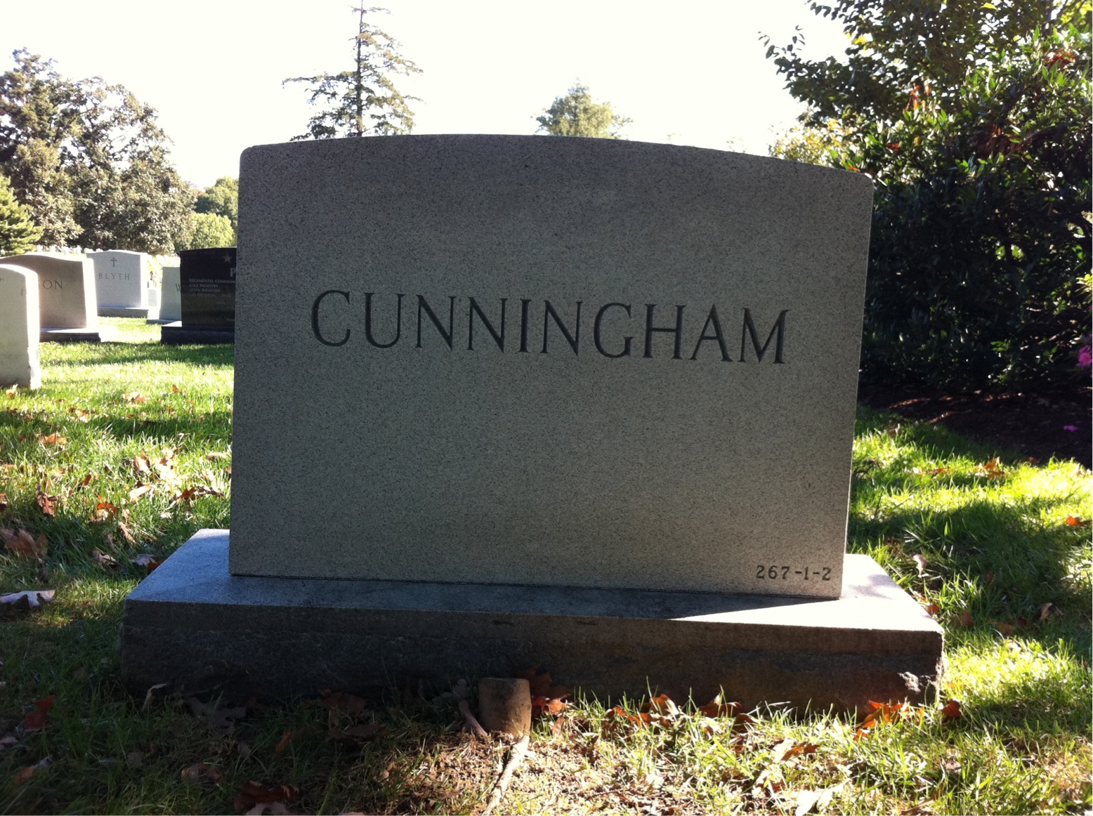 Back of headstone — Joseph Cunningham
