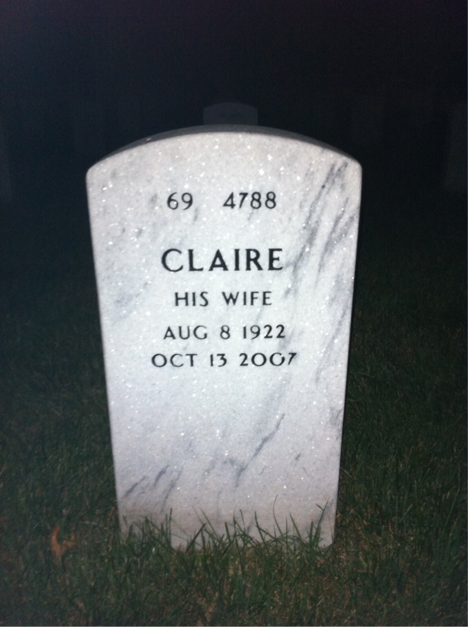 Back of headstone — Roland Cantin