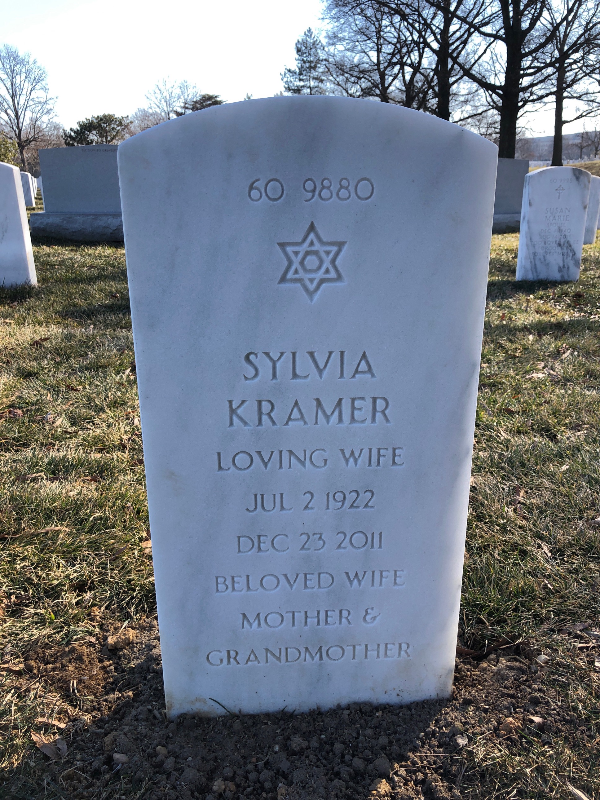 Back of headstone — William W Kramer