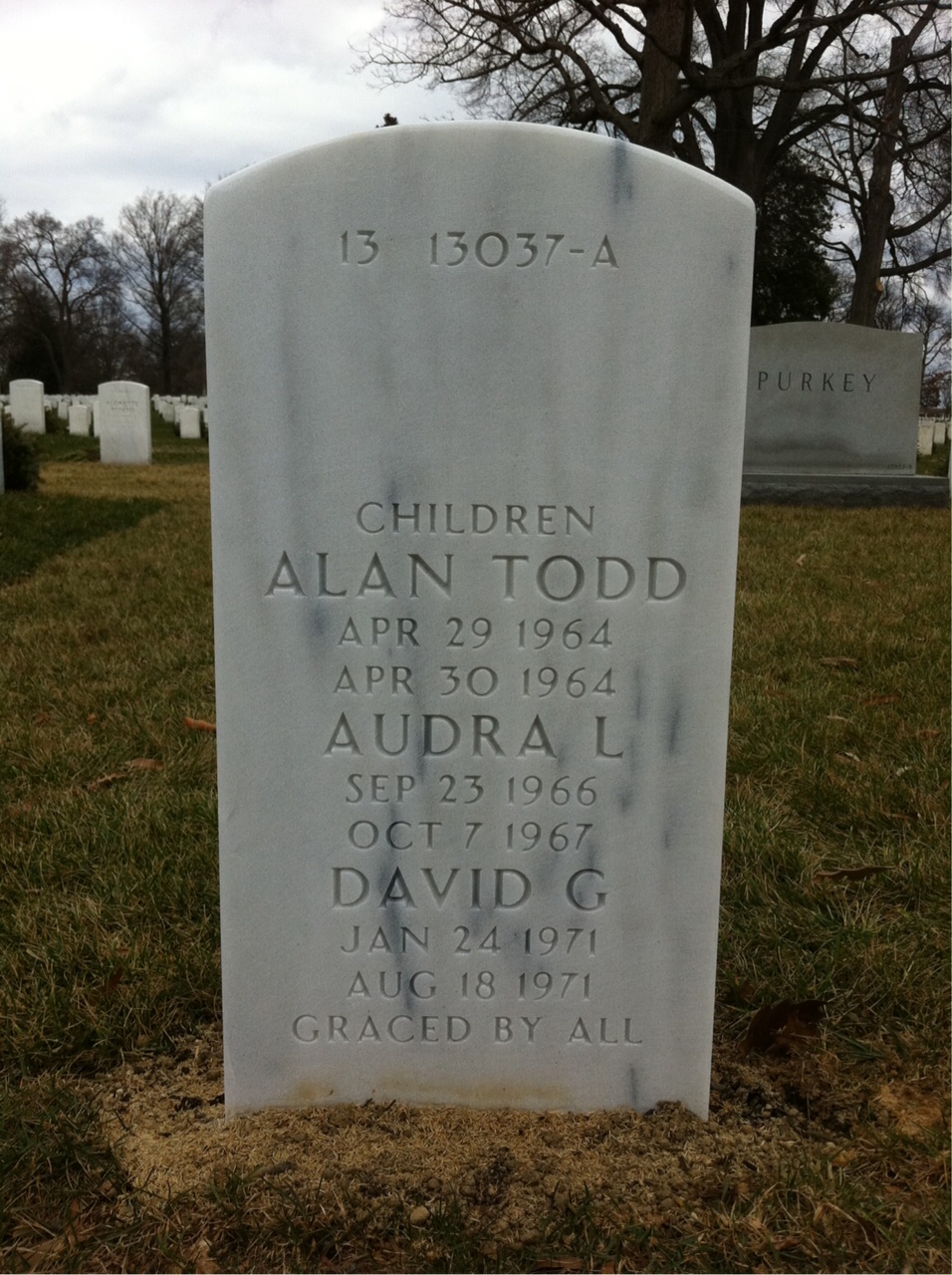 Back of headstone — Gerald Adams