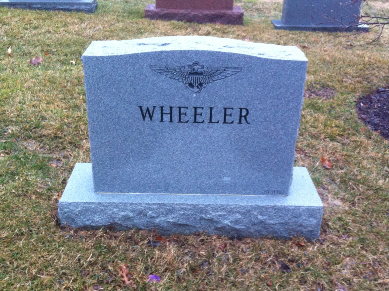 Back of headstone — Thomas M Wheeler