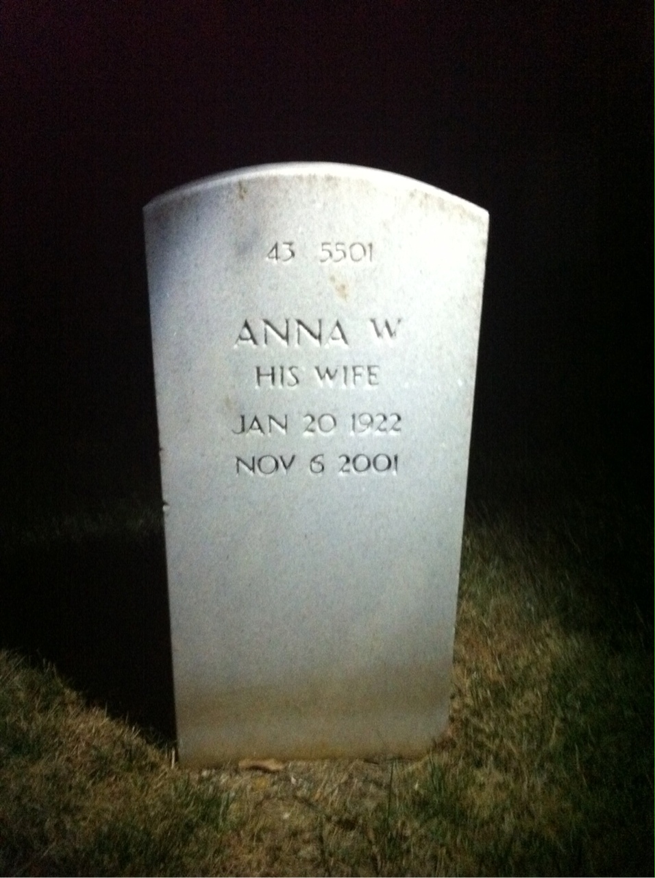 Back of headstone — Anna Millett
