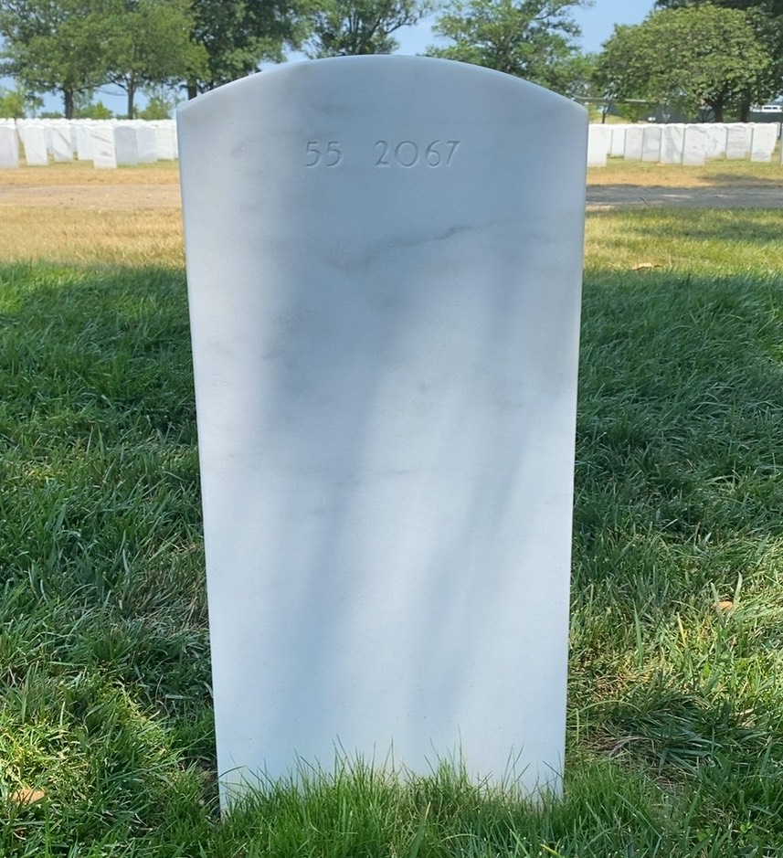 Back of headstone — John Adrian