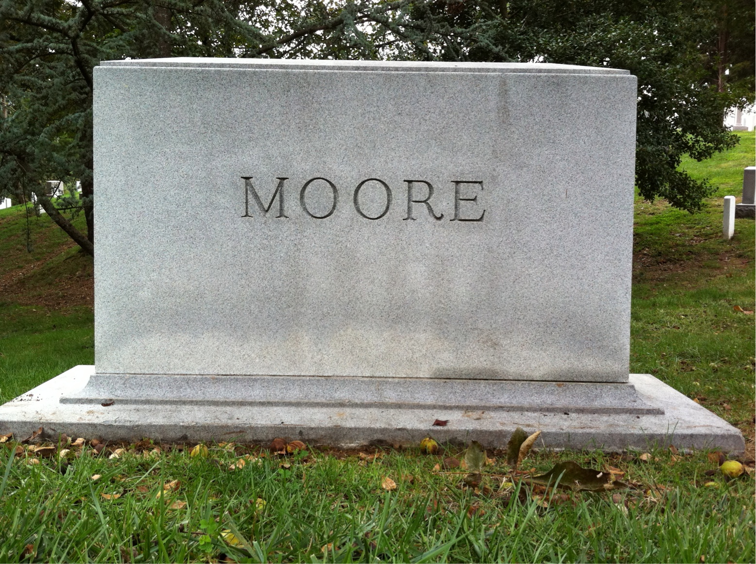 Back of headstone — Charles Moore