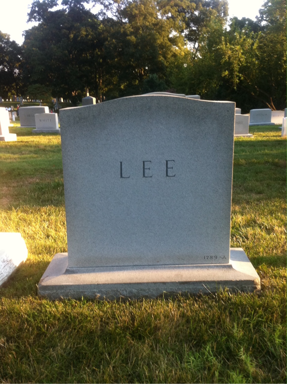 Back of headstone — William Robert Lee