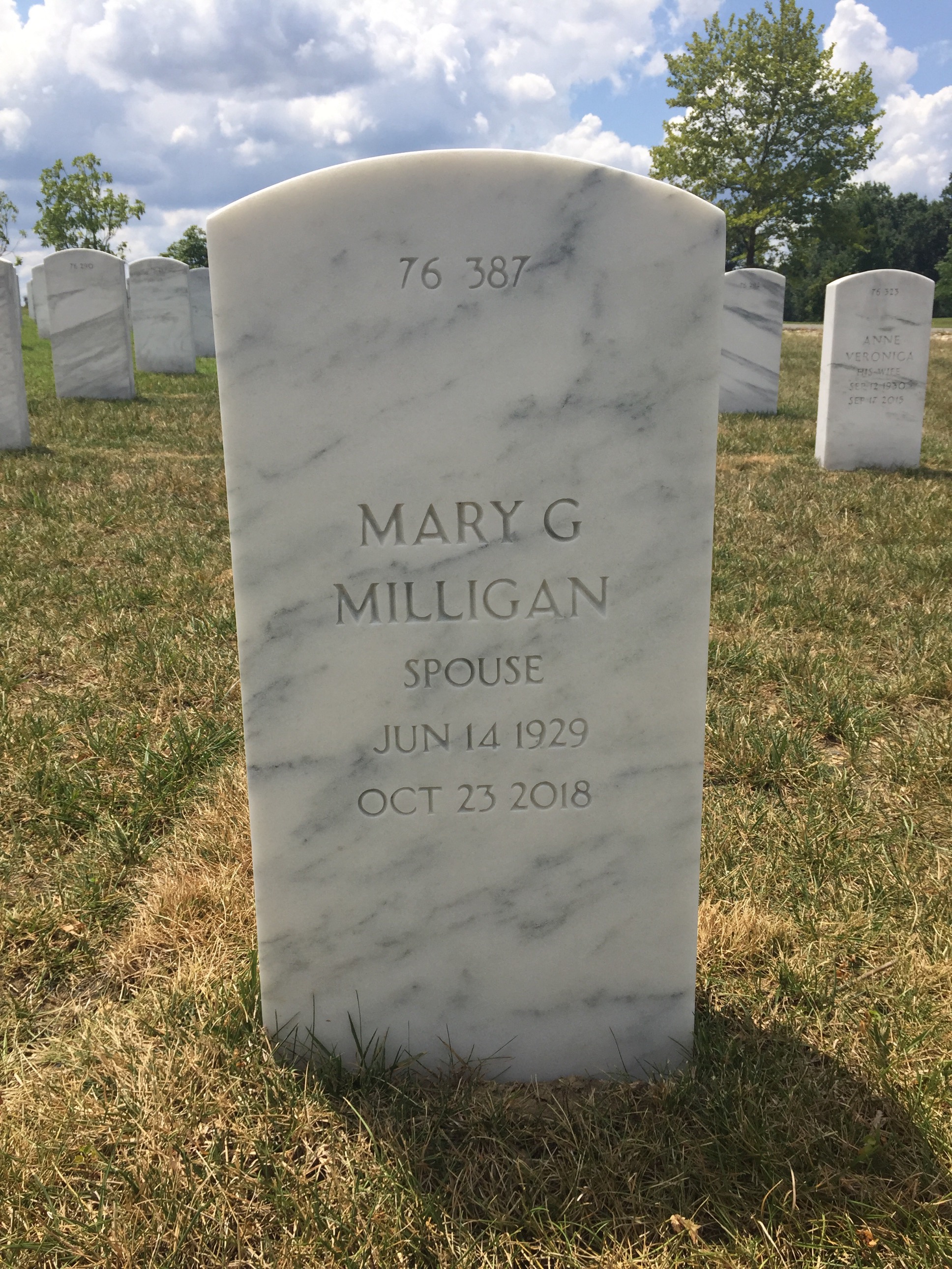 Back of headstone — Edward Milligan