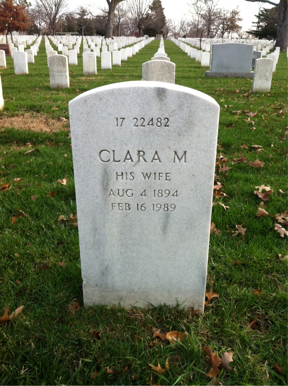 Back of headstone — Clara Mursick