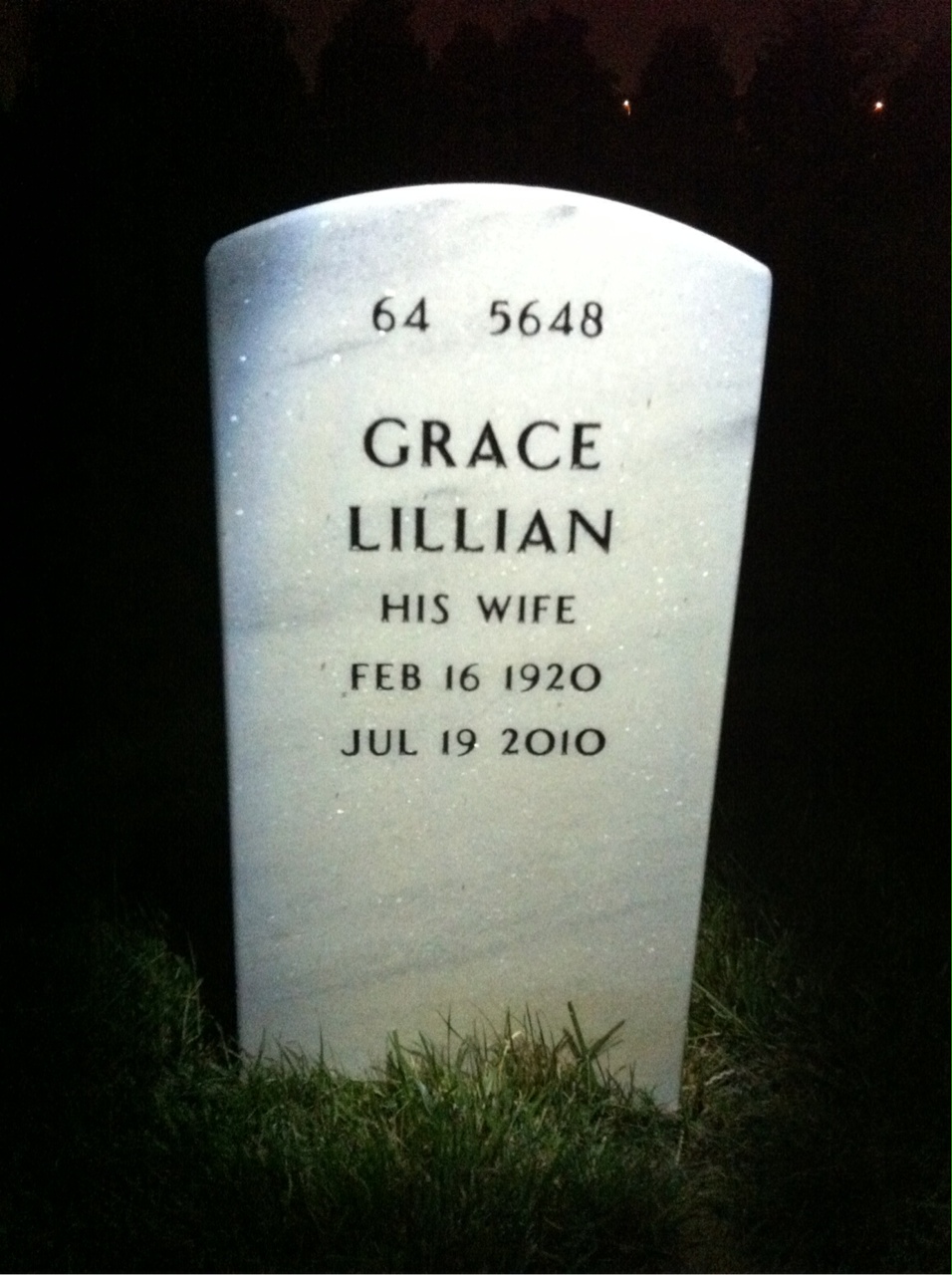 Back of headstone — Lloyd Hall