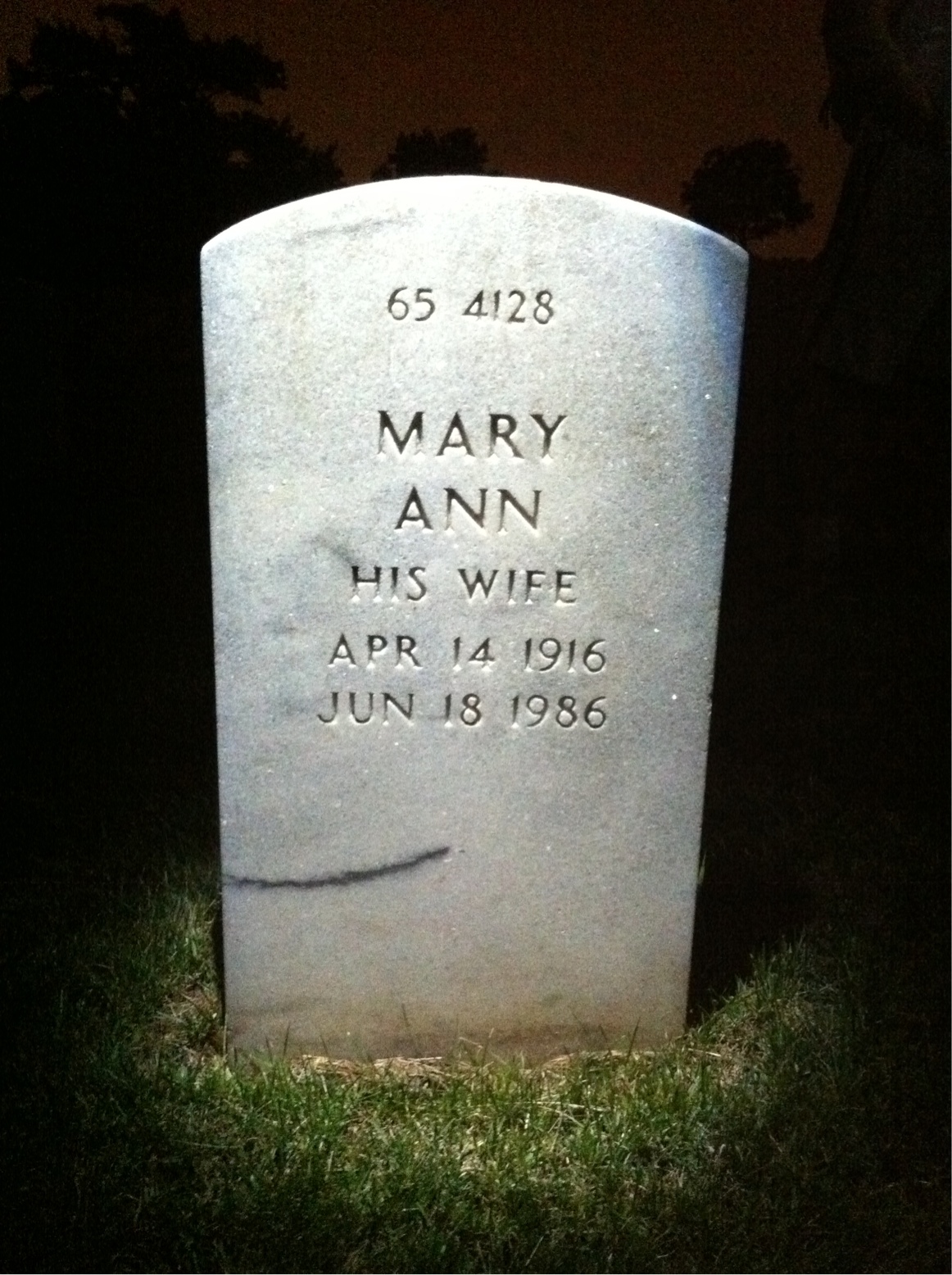 Back of headstone — Mary Agnor