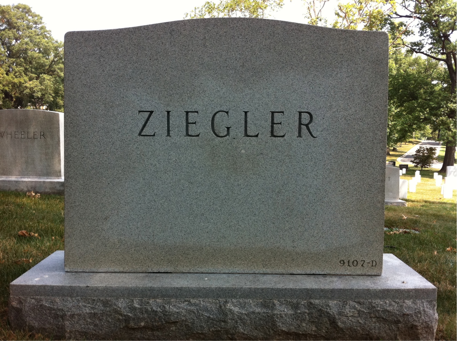 Back of headstone — Earl Ziegler