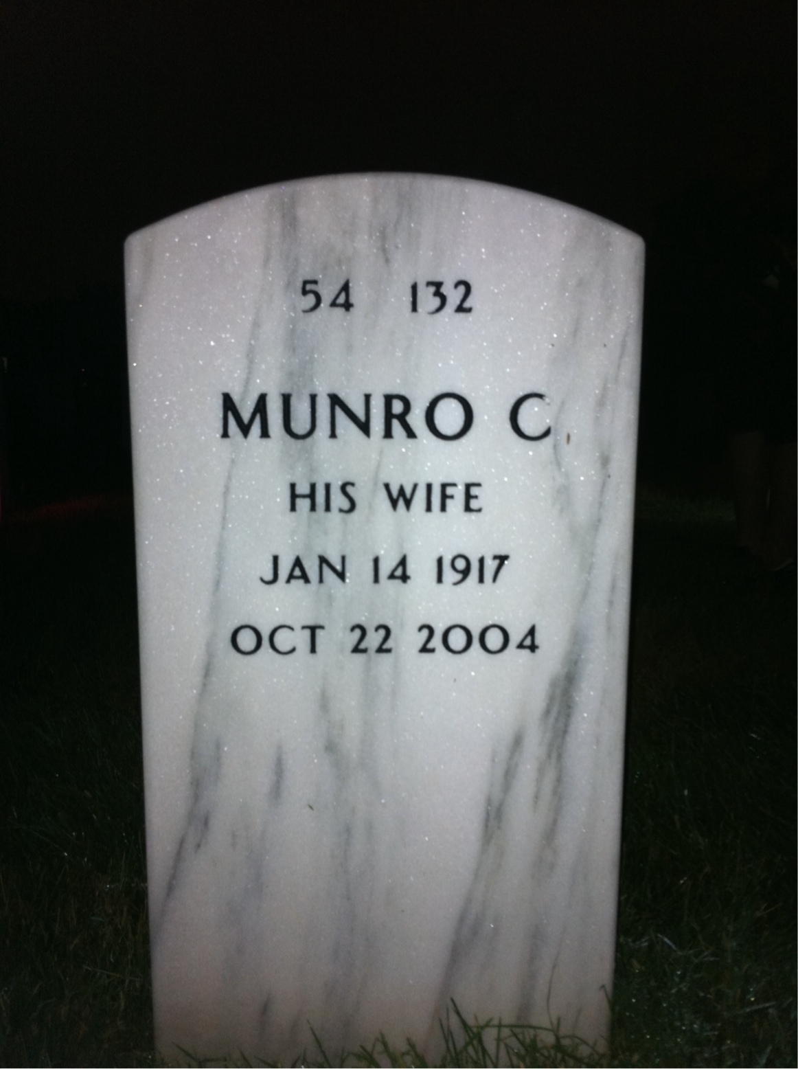 Back of headstone — Charles Mcneilly