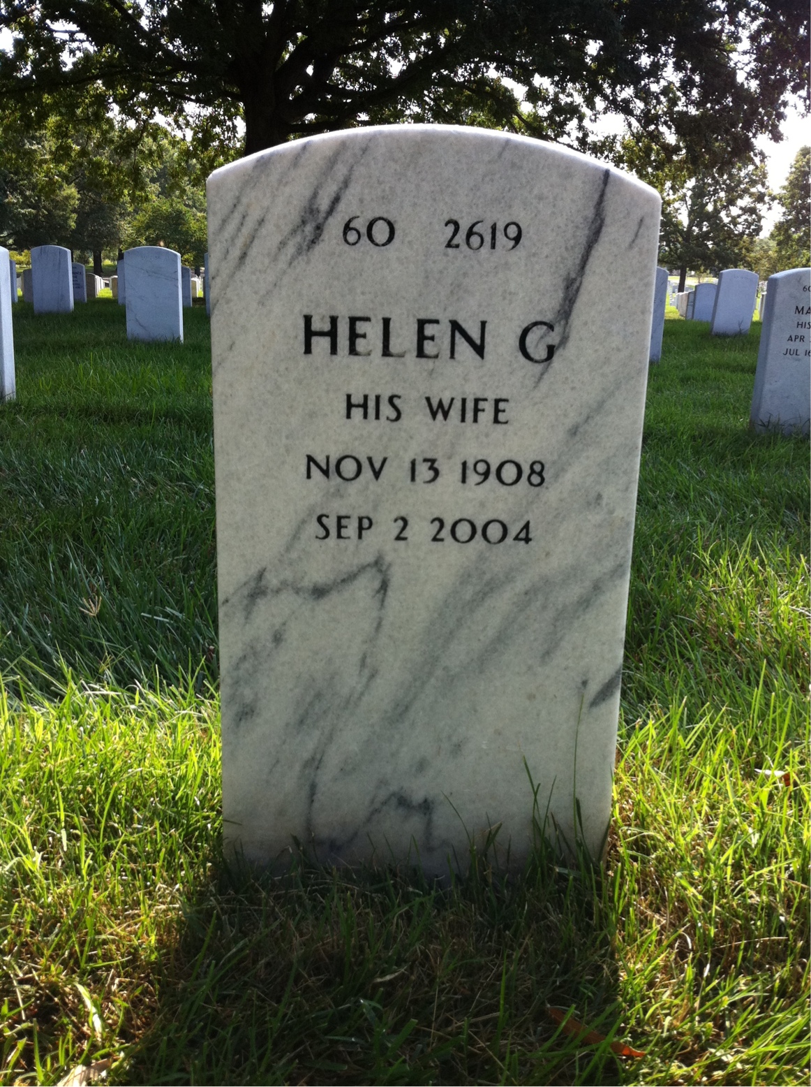 Back of headstone — Harry Warner