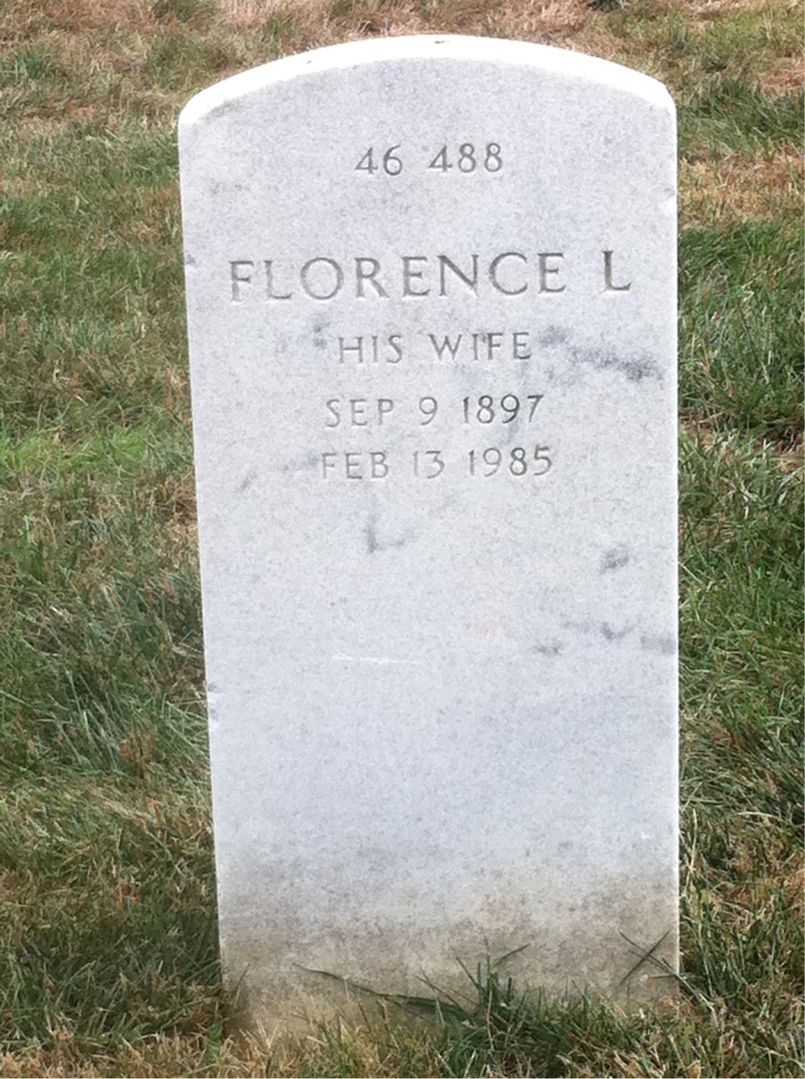 Back of headstone — Florence Anderson
