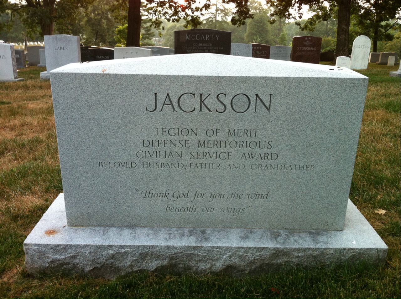 Back of headstone — Ronald Jackson