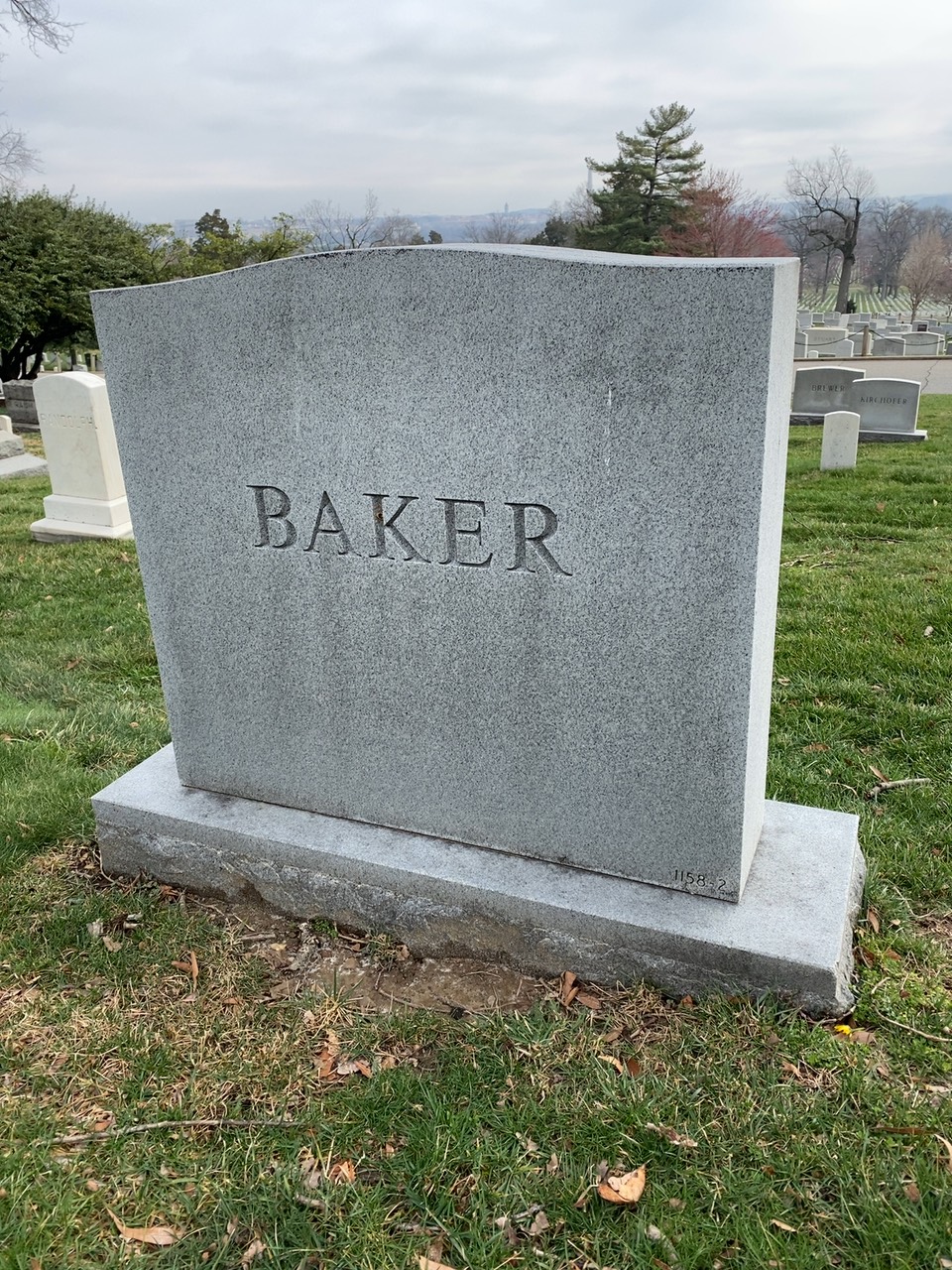 Back of headstone — Norman Baker