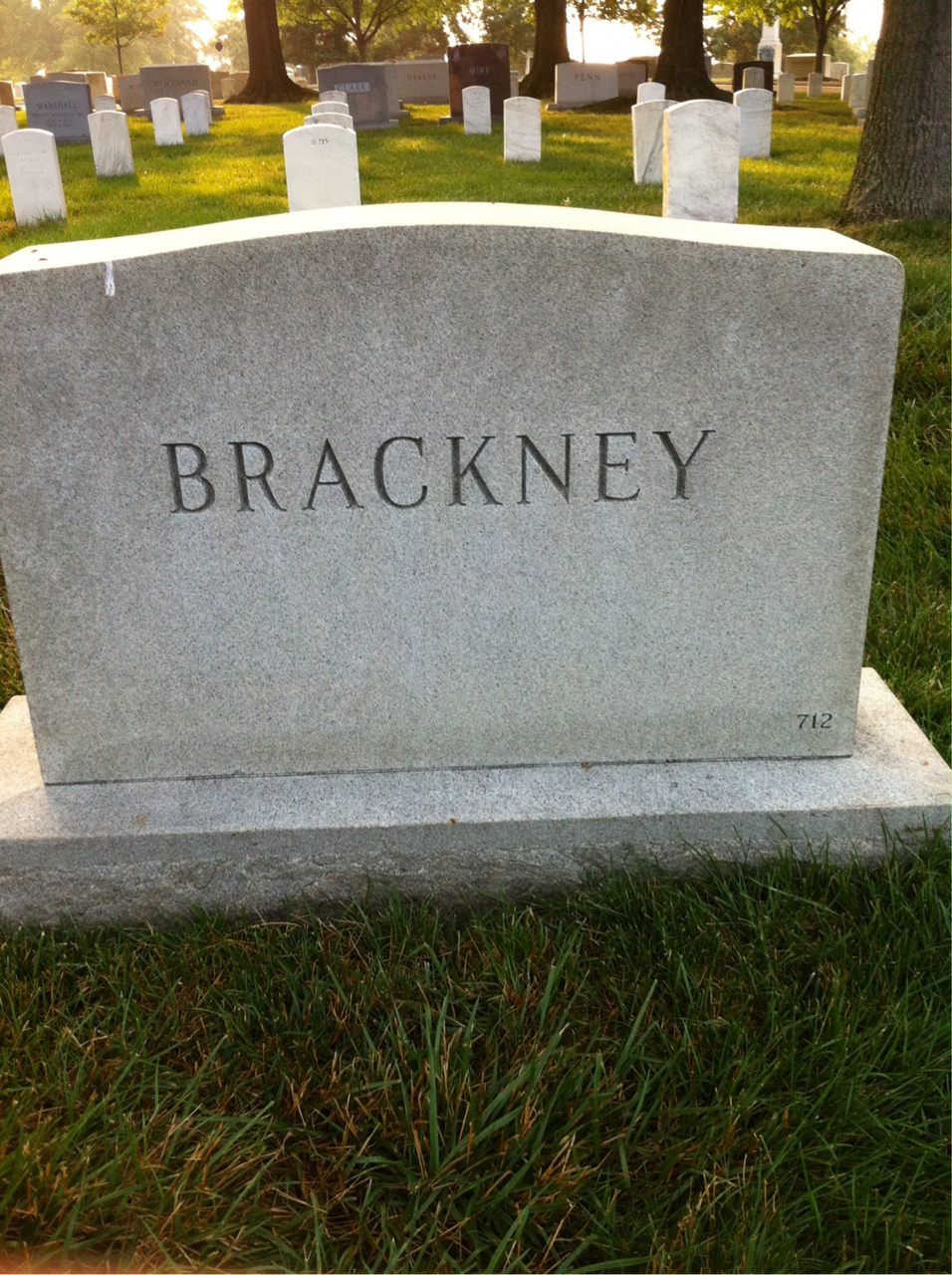 Back of headstone — Aagoth Brackney