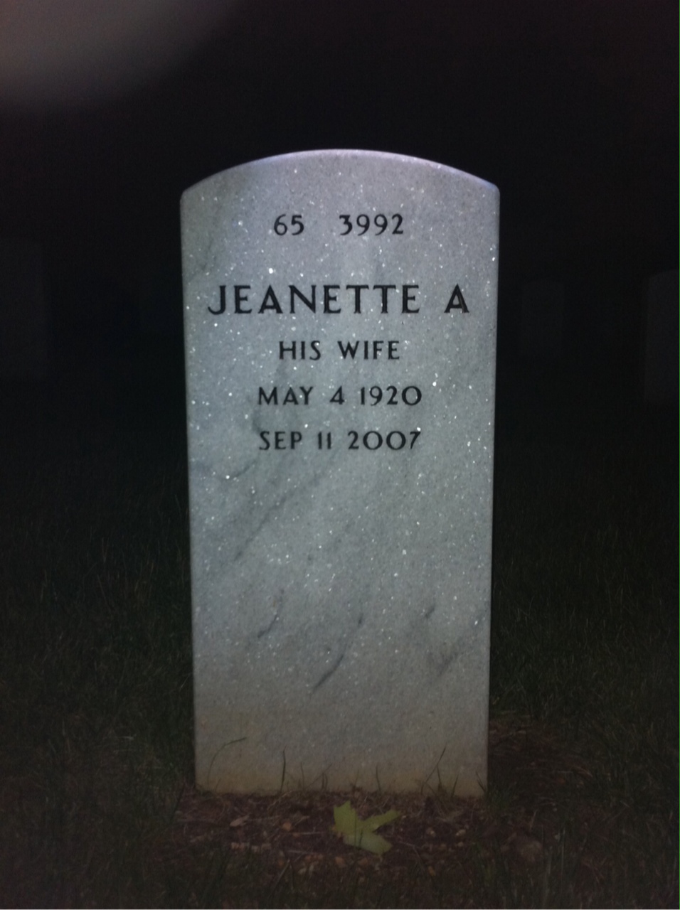 Back of headstone — Leo Earner