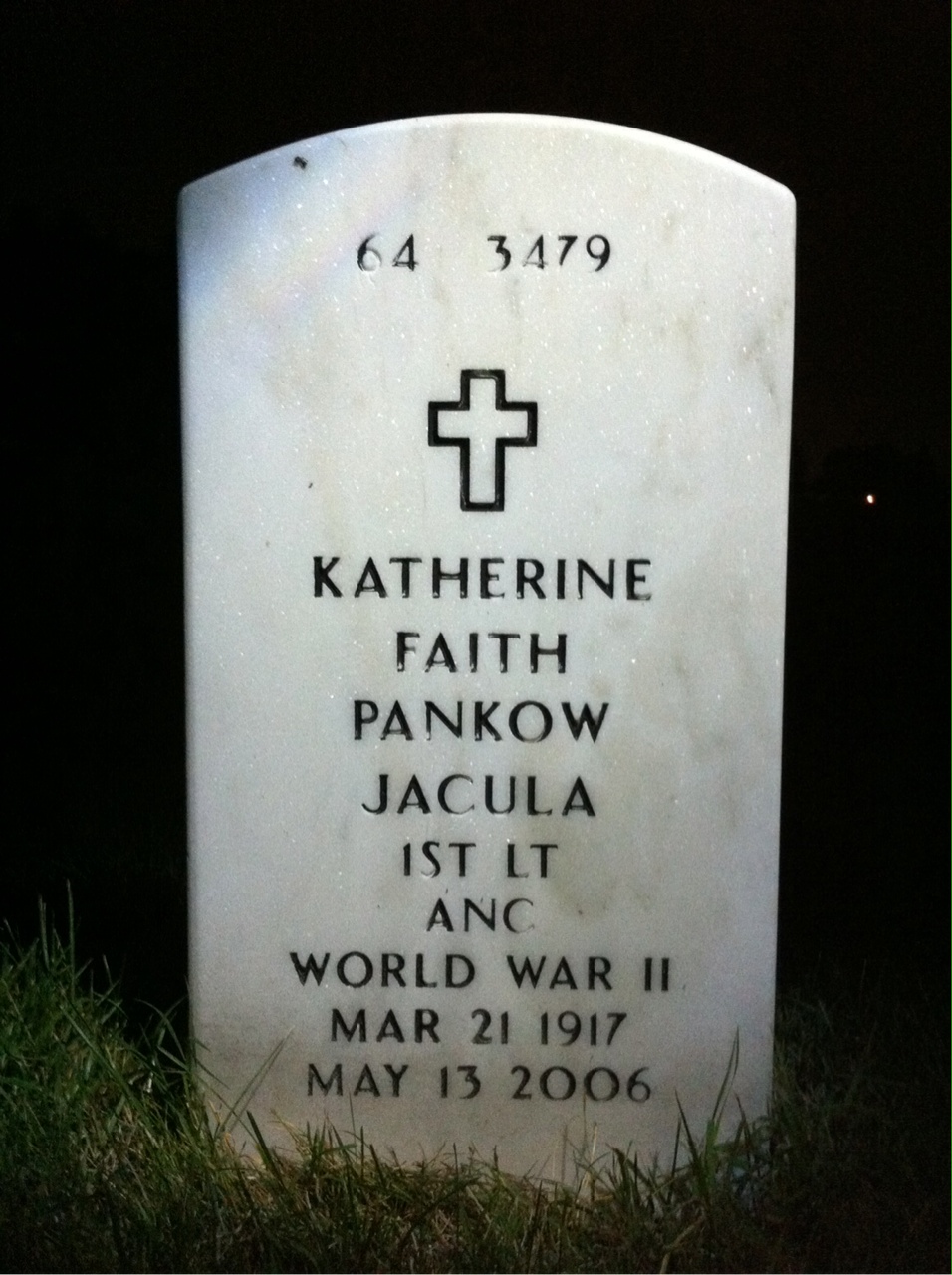 Back of headstone — Katherine Jacula