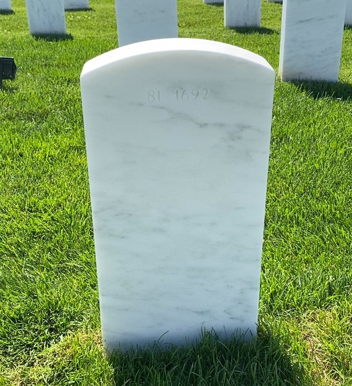 Back of headstone — Harry Corbin