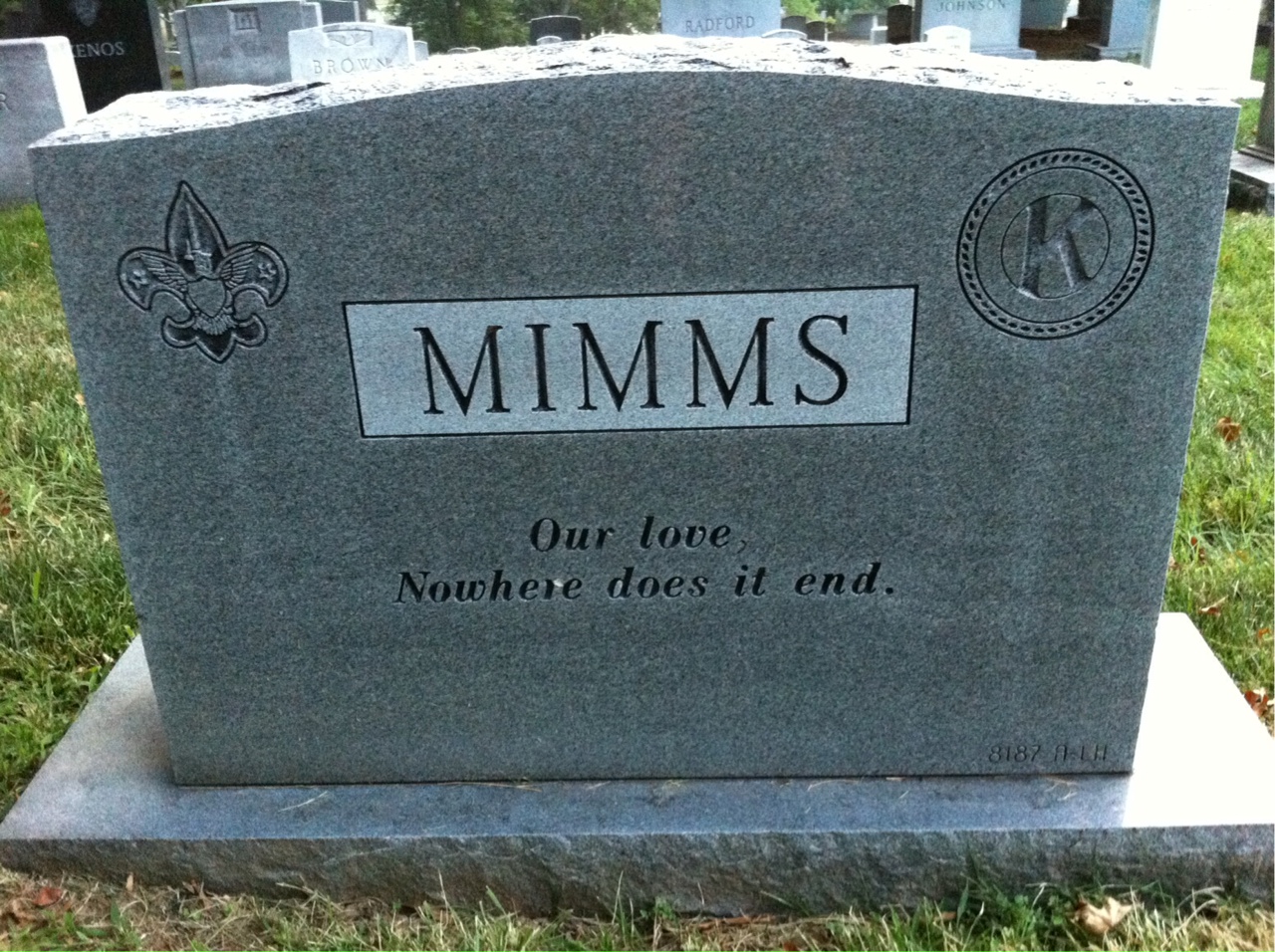 Back of headstone — Eva Mimms