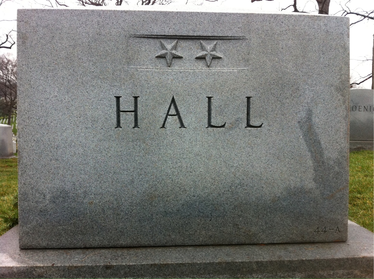 Back of headstone — Wilford Hall
