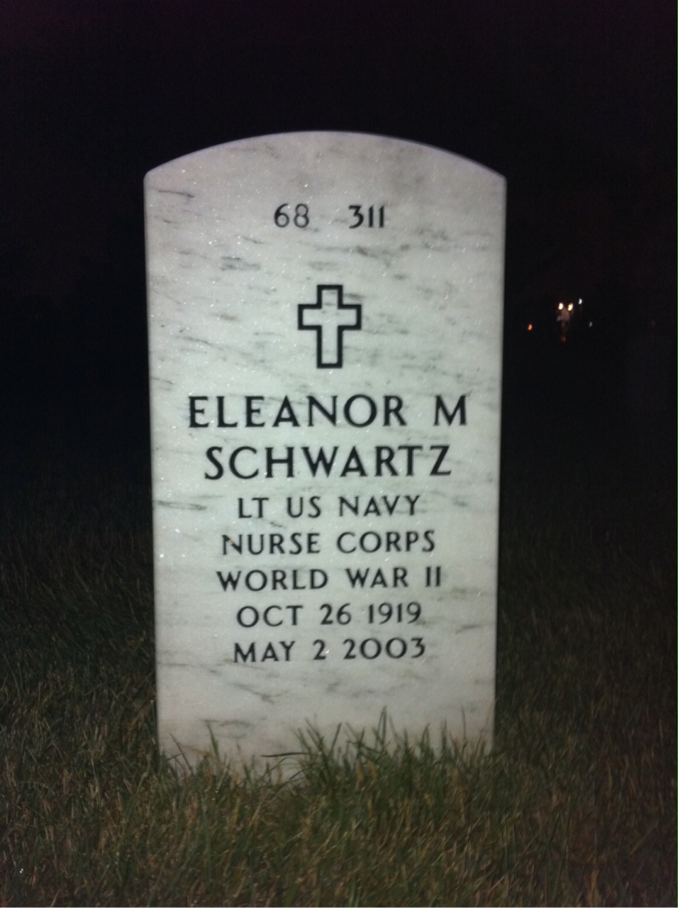 Back of headstone — Eleanor Schwartz