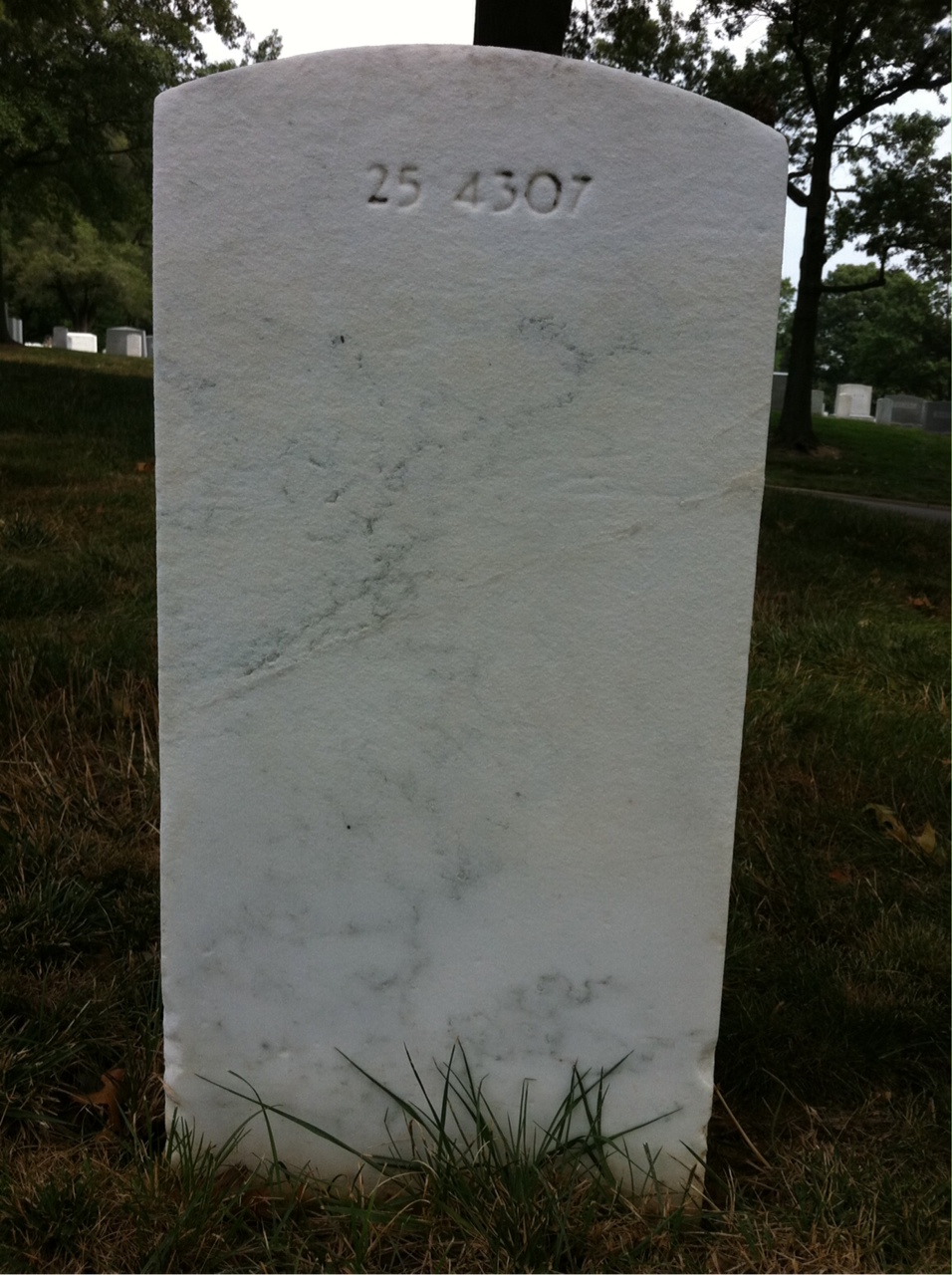 Back of headstone — Wilbert Moss
