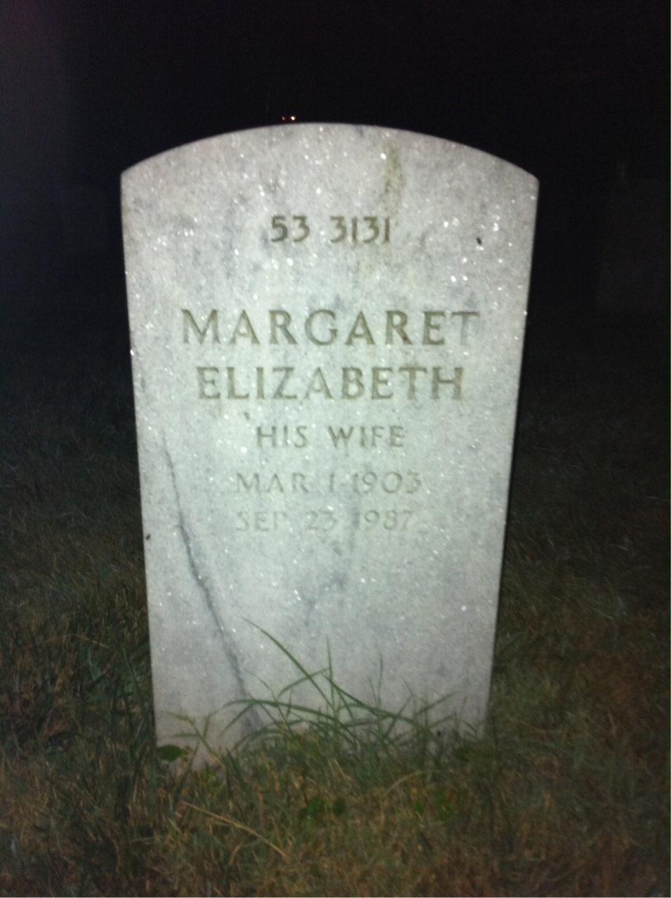 Back of headstone — Margaret Conroy
