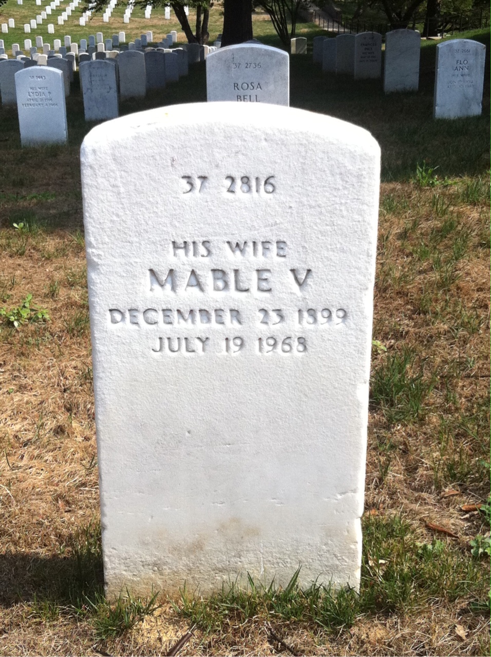 Back of headstone — Mable Armstrong
