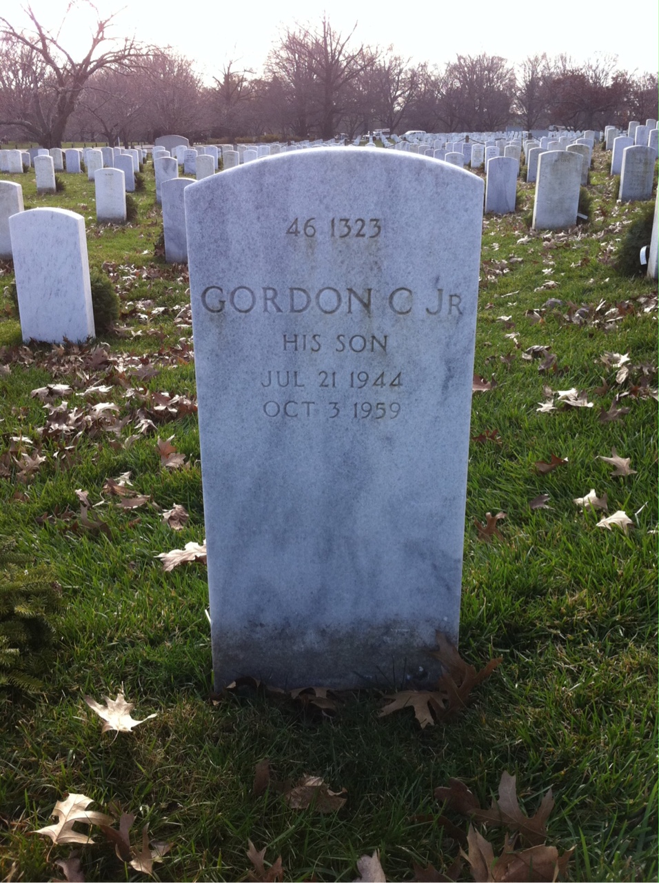 Back of headstone — Gordon Haworth