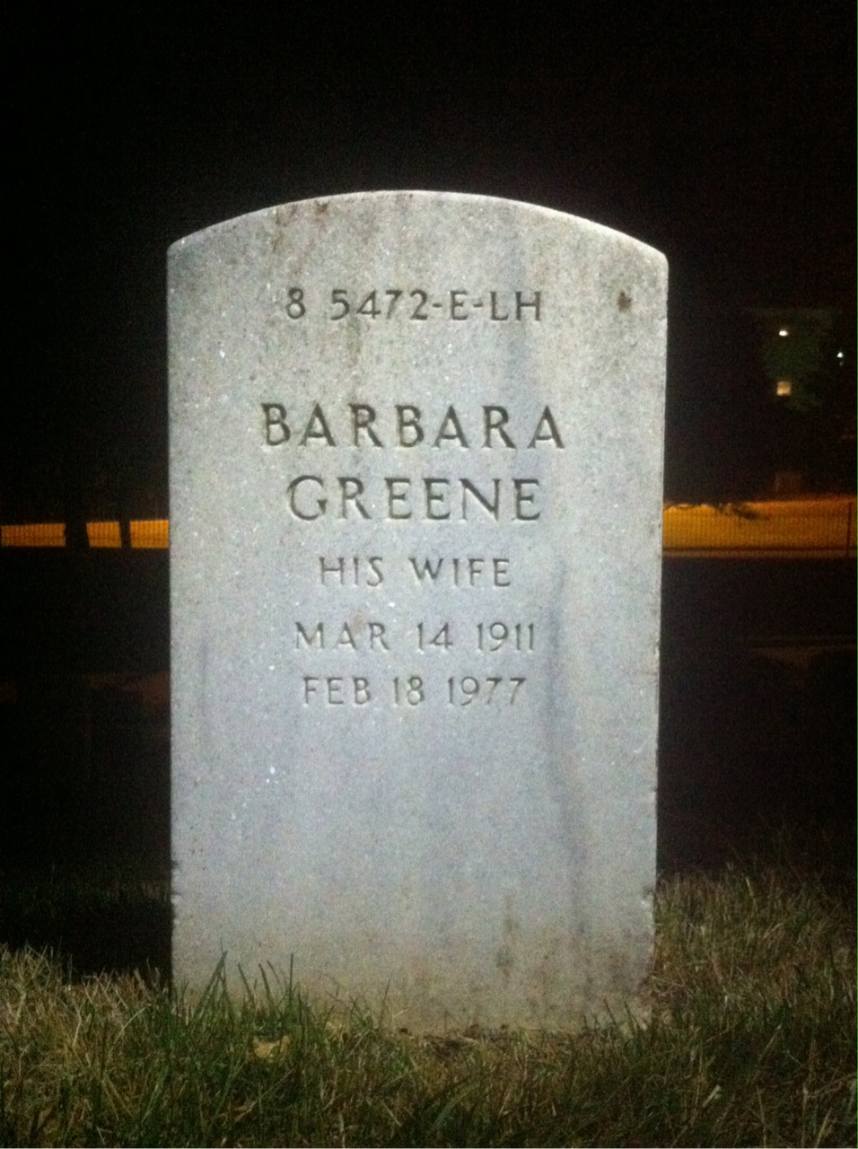 Back of headstone — Barbara Bentley