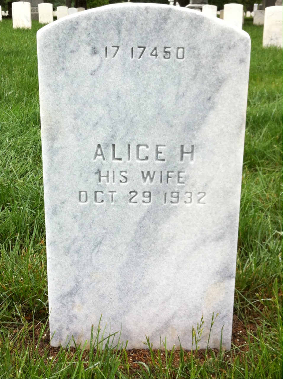 Back of headstone — Alice Babbitt