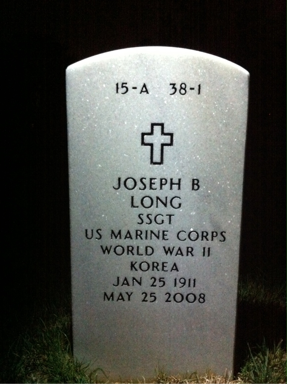 Back of headstone — Joseph Long