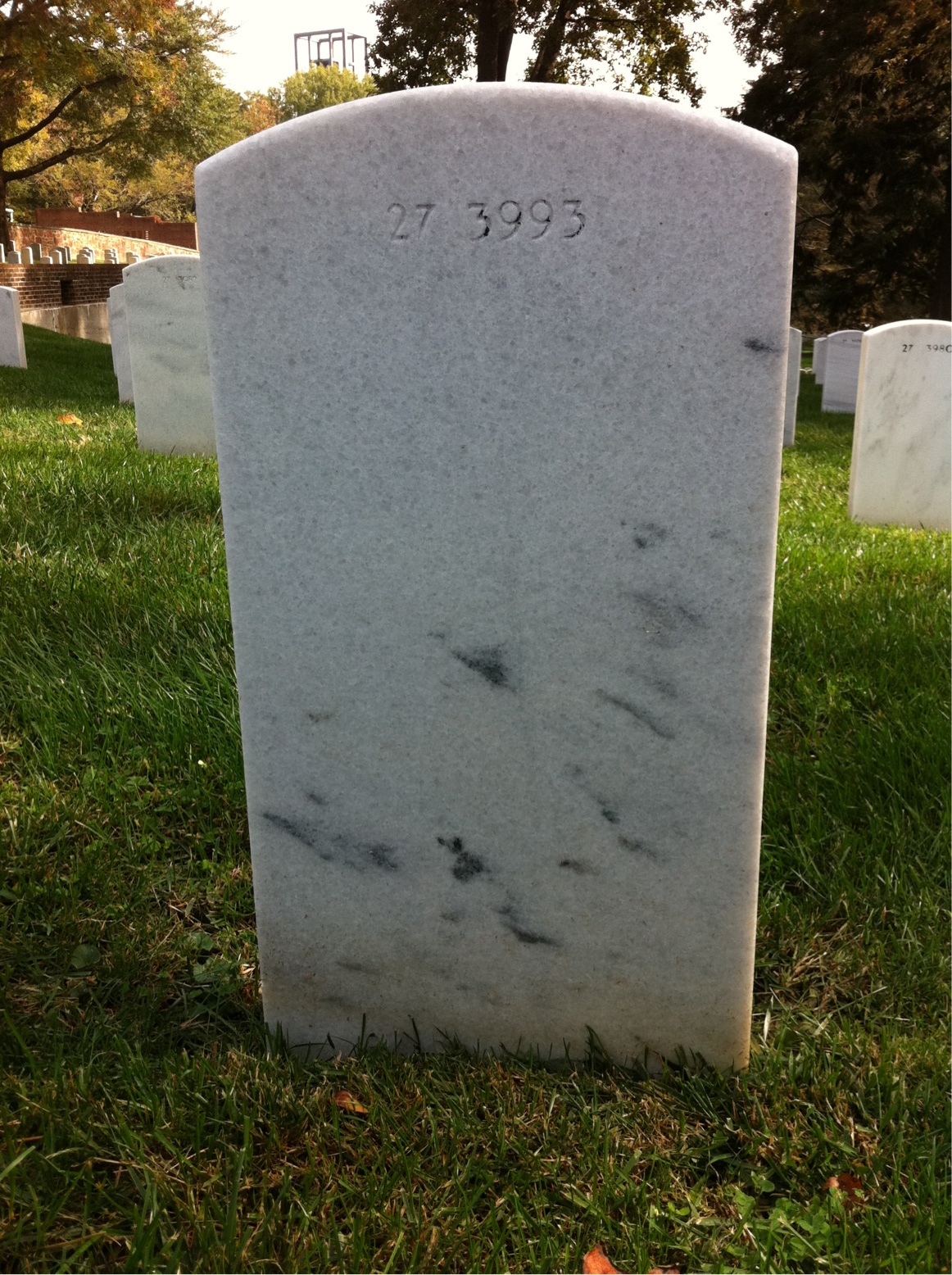 Back of headstone — M Mills