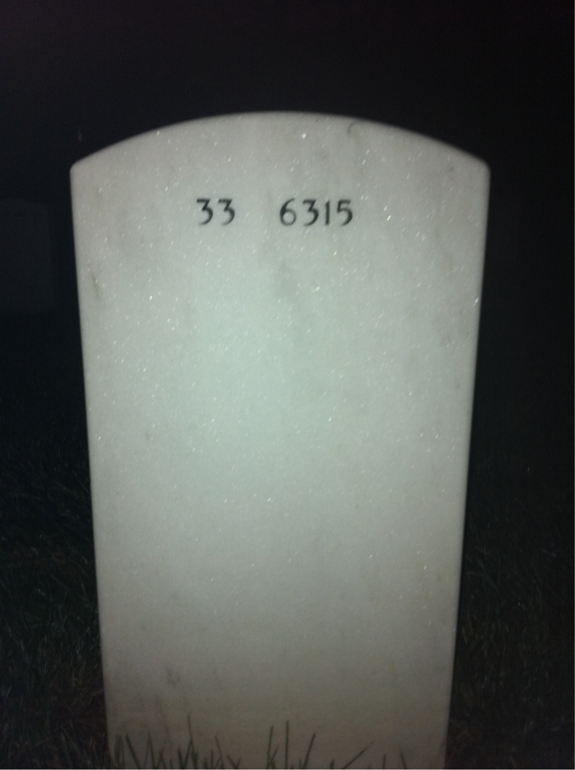 Back of headstone — William B Henson